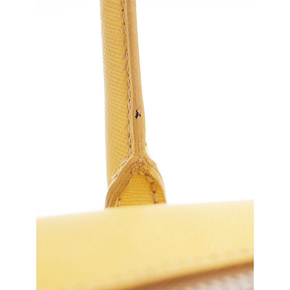 Prada Saffiano leather Bauletto handbag Yellow - Picture 8 of 9